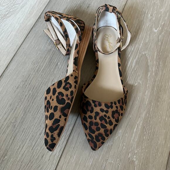 Anthro Seychelles 'Plateau Flats' Women's 7.5 Leopard Print Ankle Wrap Flat - Picture 2 of 10